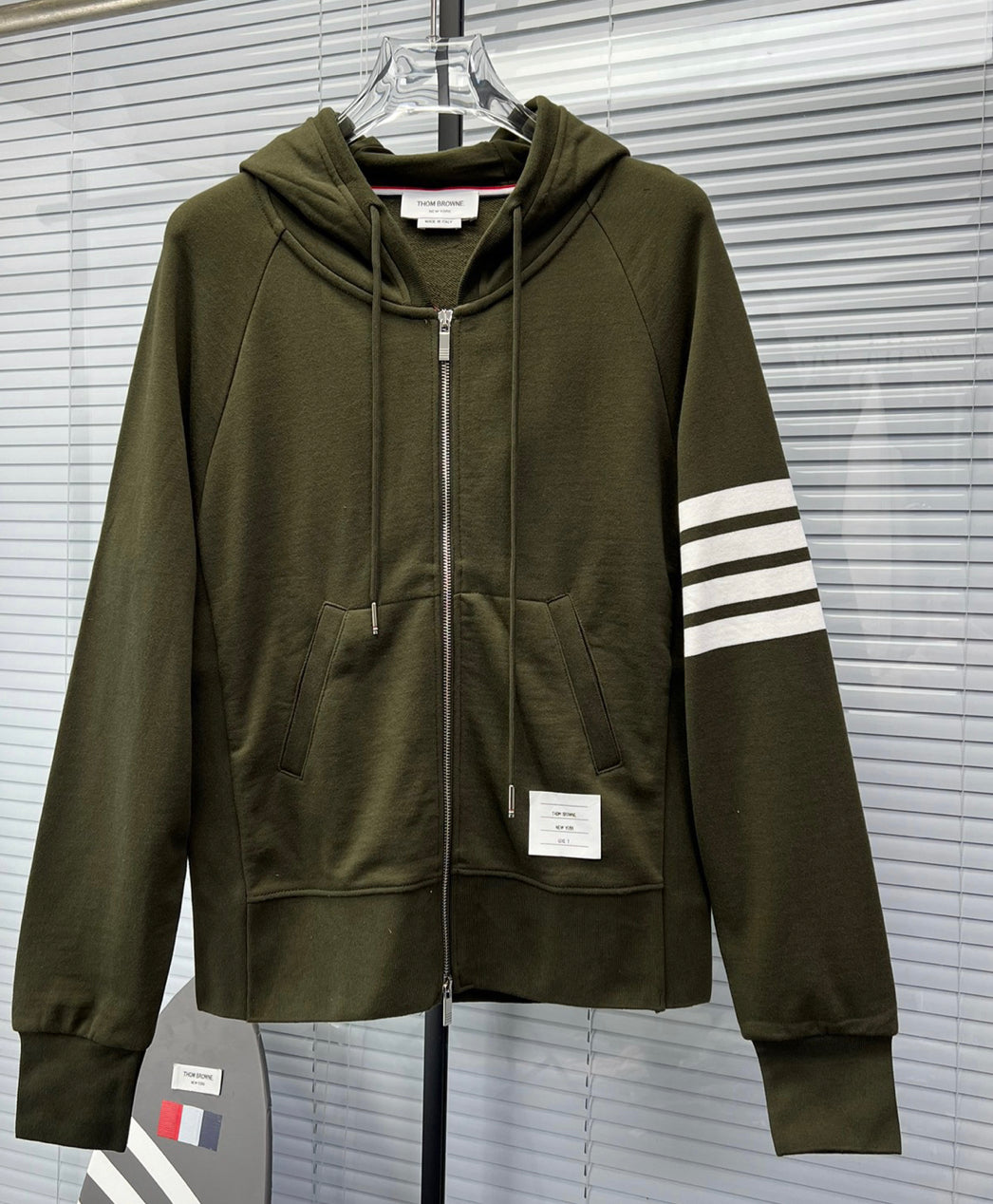 4-Bar Zip Navy Hoodie - Men's