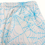 White Cotton Web Print Joggers - Men's