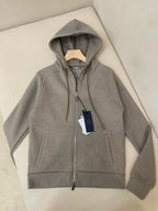 Grey Cotton Plain Zip-Through - Men's