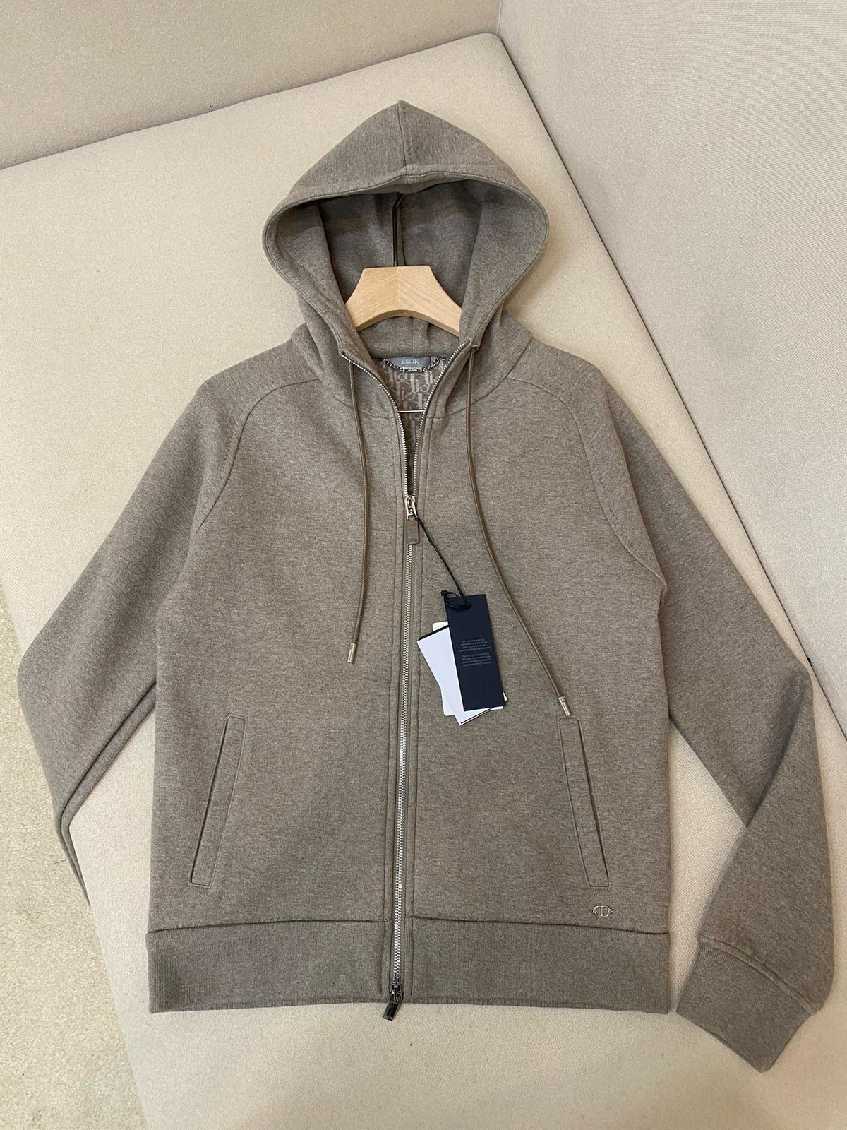 Grey Cotton Plain Zip-Through - Men's