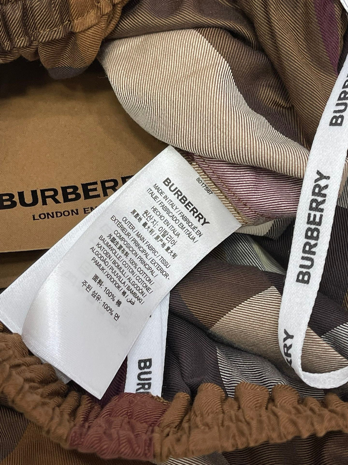 Brown Cotton Check Drawstring - Men's