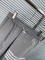 Grey Cotton Striped Cargo - Men's