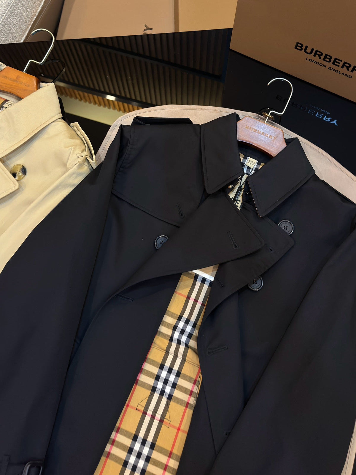 Navy Belted Trench - Men's
