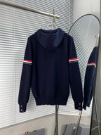 Navy Cotton Striped Sleeve Zip-Through - Men's