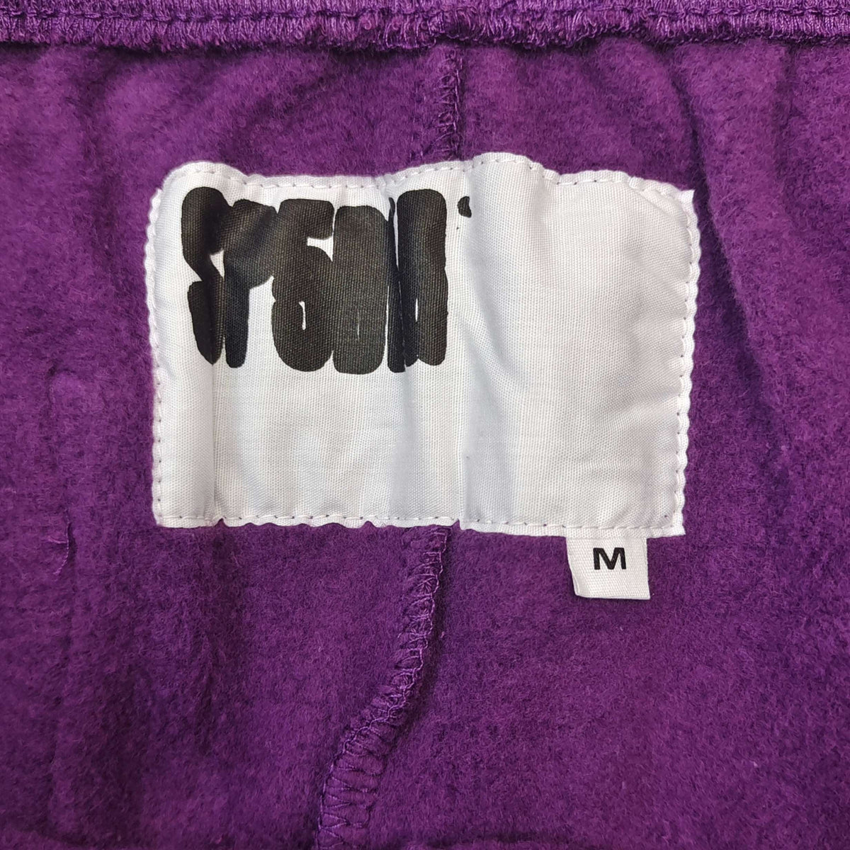 Purple Cotton Text Print Joggers - Men's