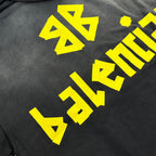 Black Cotton Washed Logo Pullover - Men's