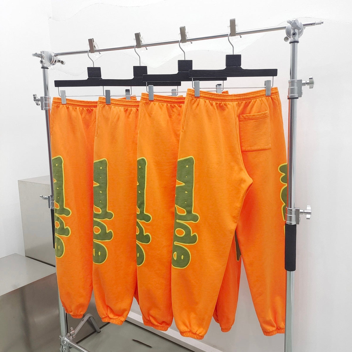 Orange Cotton Graphic Joggers - Men's