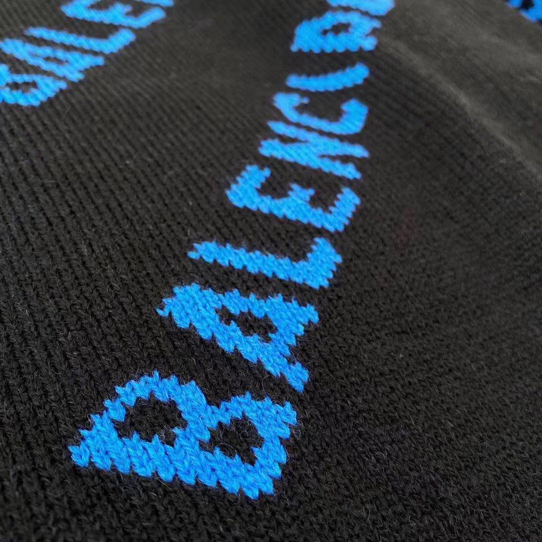 Black Jacquard Text Print Crewneck - Men's