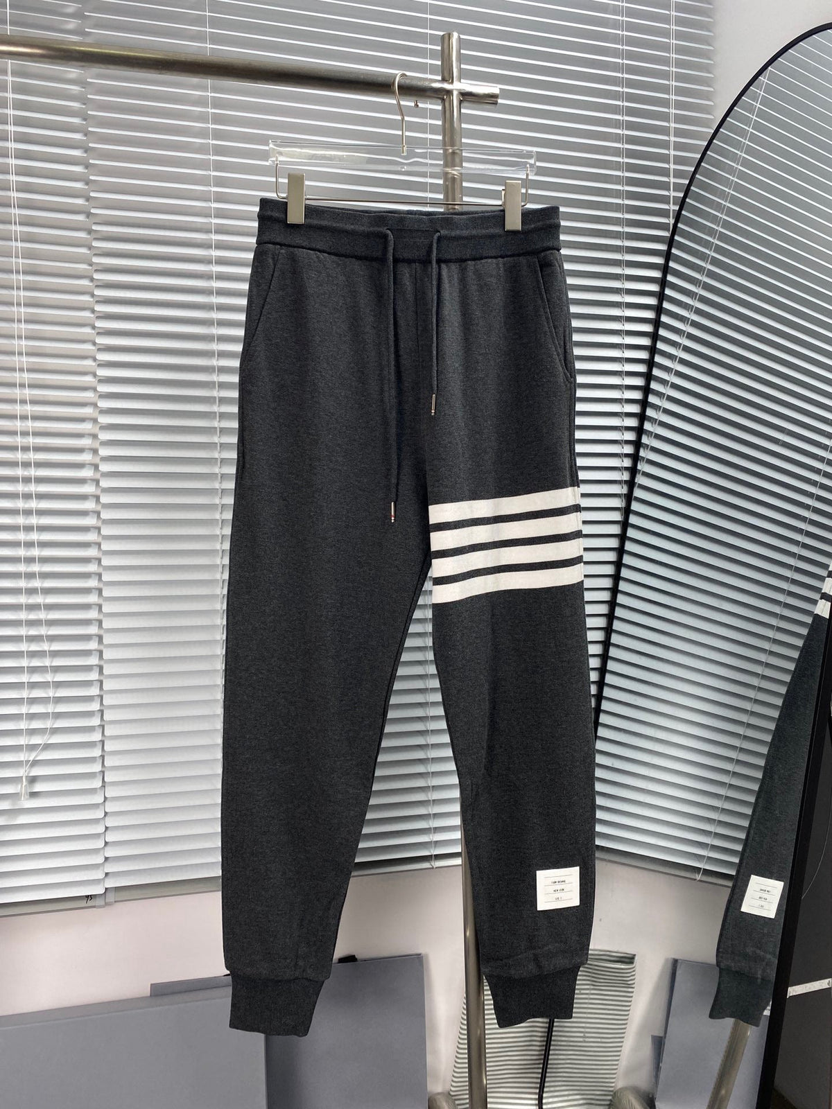 Navy Cotton Bar Stripe Joggers - Men's