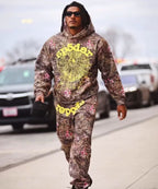 Olive Cotton Camo Print Pullover - Men's