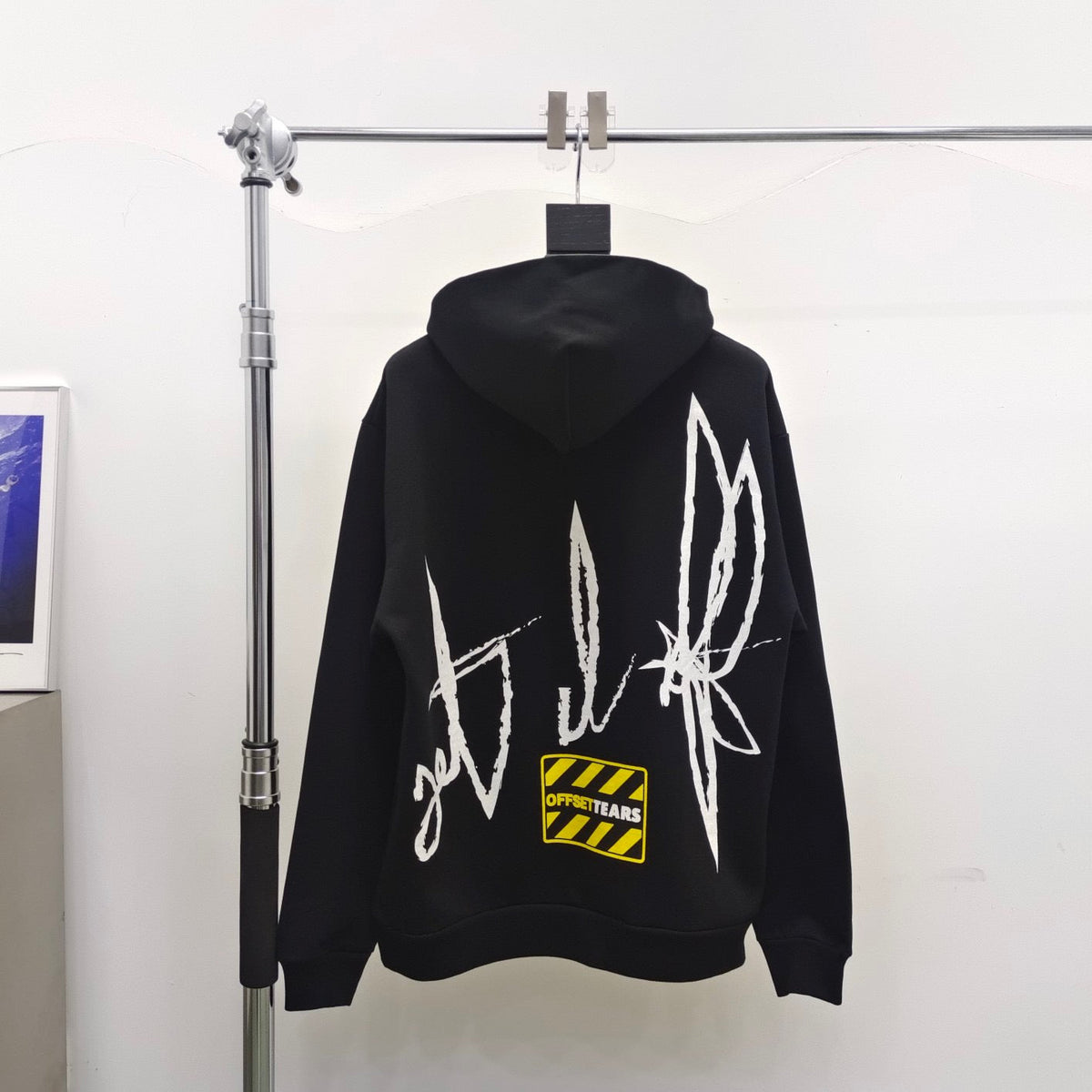 Black Cotton Print Pullover - Men's