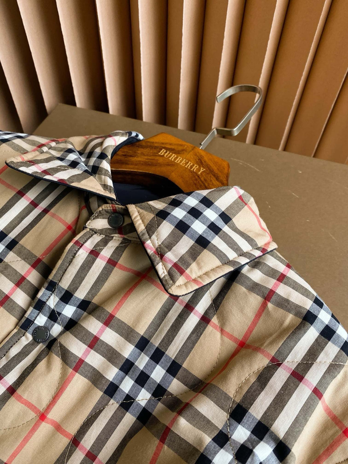 Check Overshirt Beige Shirt - Men's