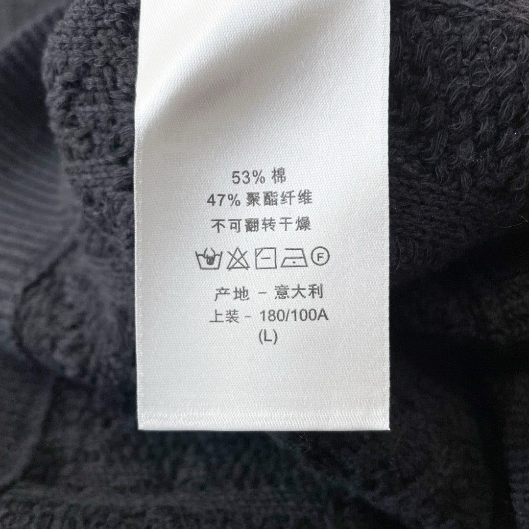 Black Wool Cable Crewneck - Men's