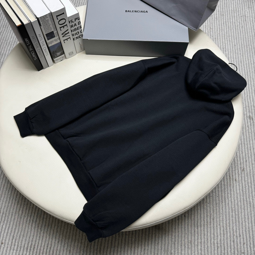 Black Cotton Logo Print Pullover - Men's