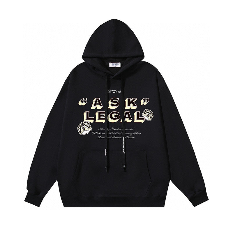 Black Cotton Slogan Pullover - Men's