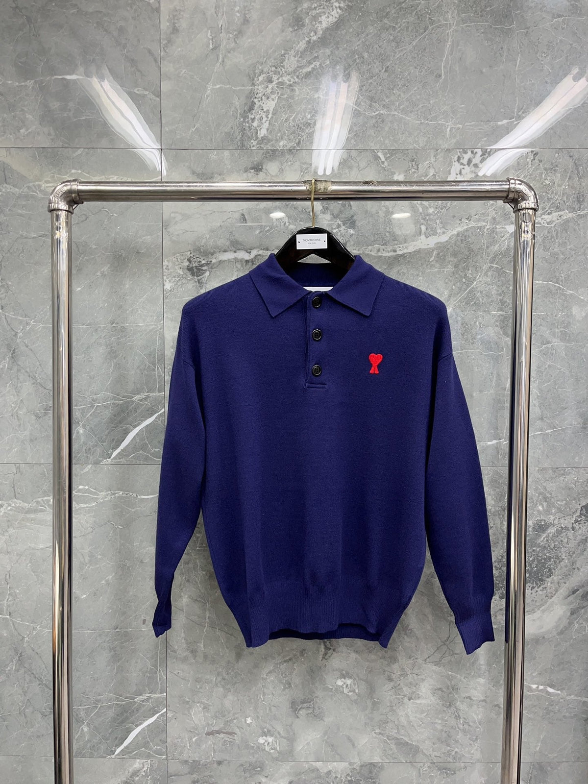 Cream Knit Heart Logo Long-Sleeve - Men's