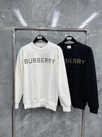 Navy Cotton Embossed Text Crewneck - Men's