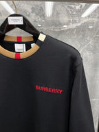 White Cotton Contrast Collar Crewneck - Men's