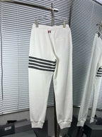 Grey Cotton Four-Bar Joggers - Men's