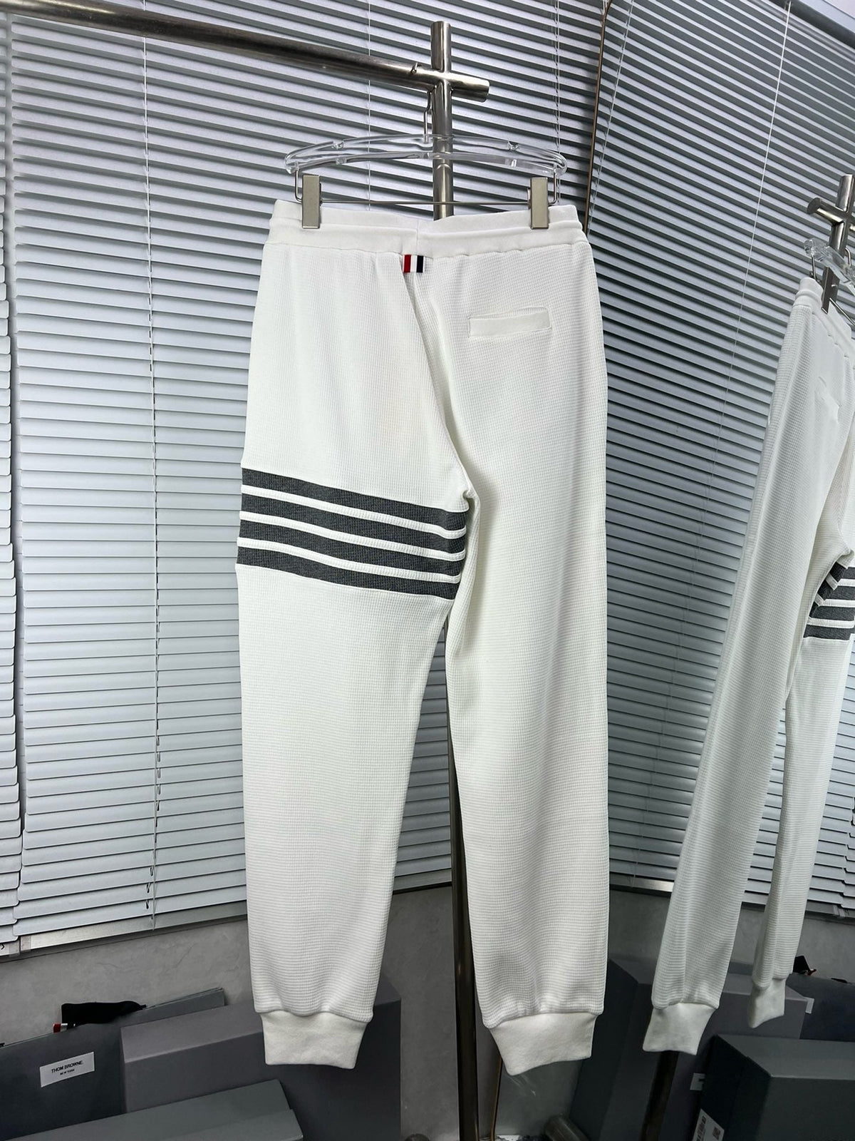 Grey Cotton Four-Bar Joggers - Men's
