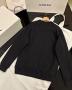 Black Cotton Chest Logo Crewneck - Men's