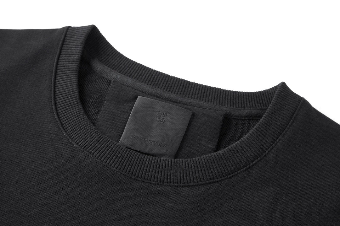 Black Cotton Bold Text Crewneck - Men's