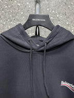 Black Cotton Chest Logo Pullover - Men's