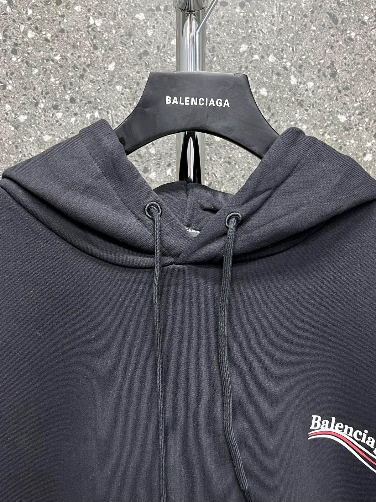 Black Cotton Chest Logo Pullover - Men's