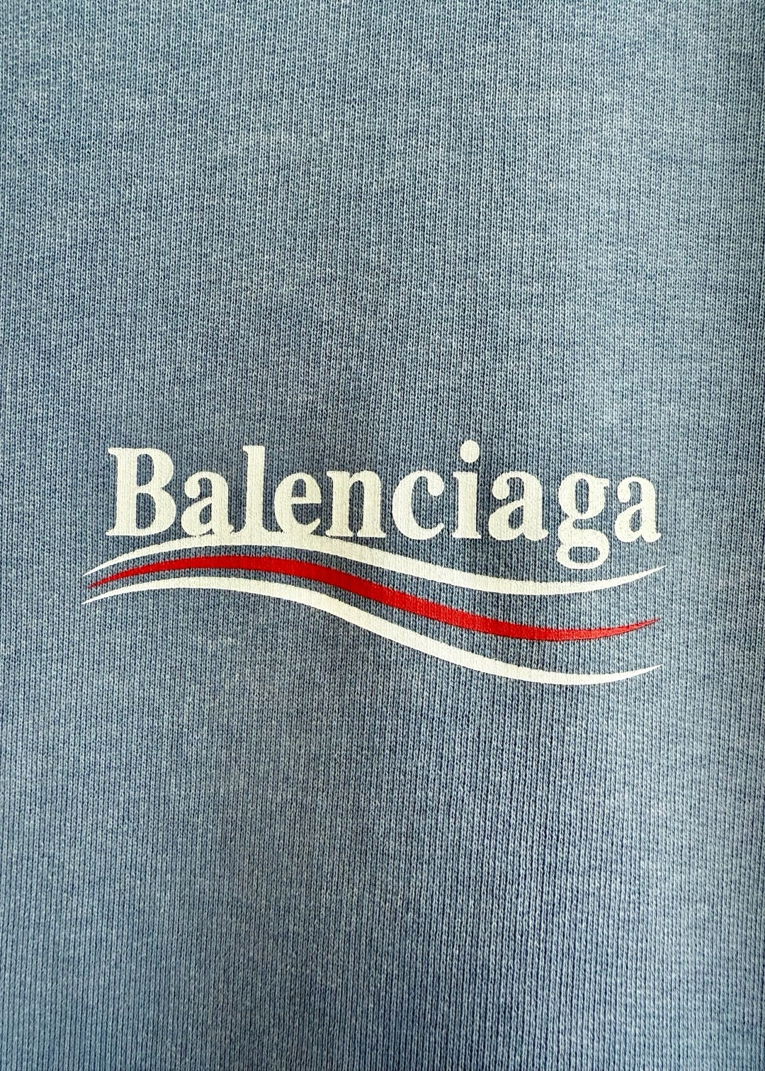Blue Cotton Washed Logo Pullover - Men's