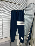 Navy Cotton Bar Stripe Joggers - Men's