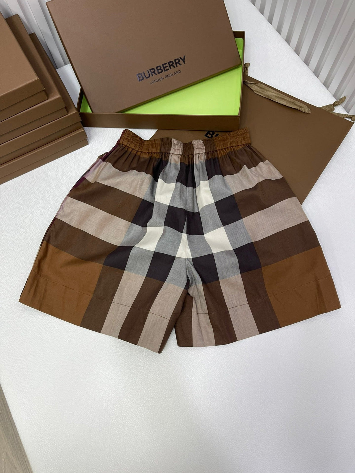 Brown Cotton Check Drawstring - Men's