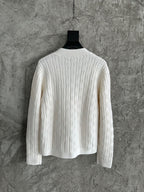 Cream Wool Cable Cardigan - Men's