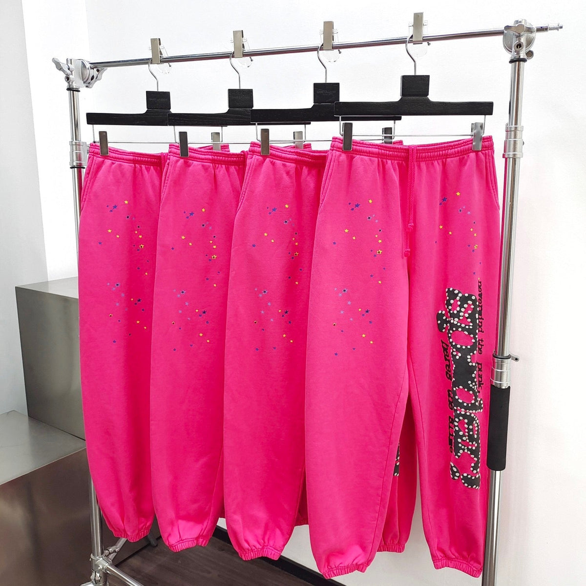 Pink Cotton Graphic Joggers - Men's