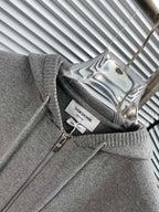 Navy Cotton Striped Sleeve Zip-Through - Men's