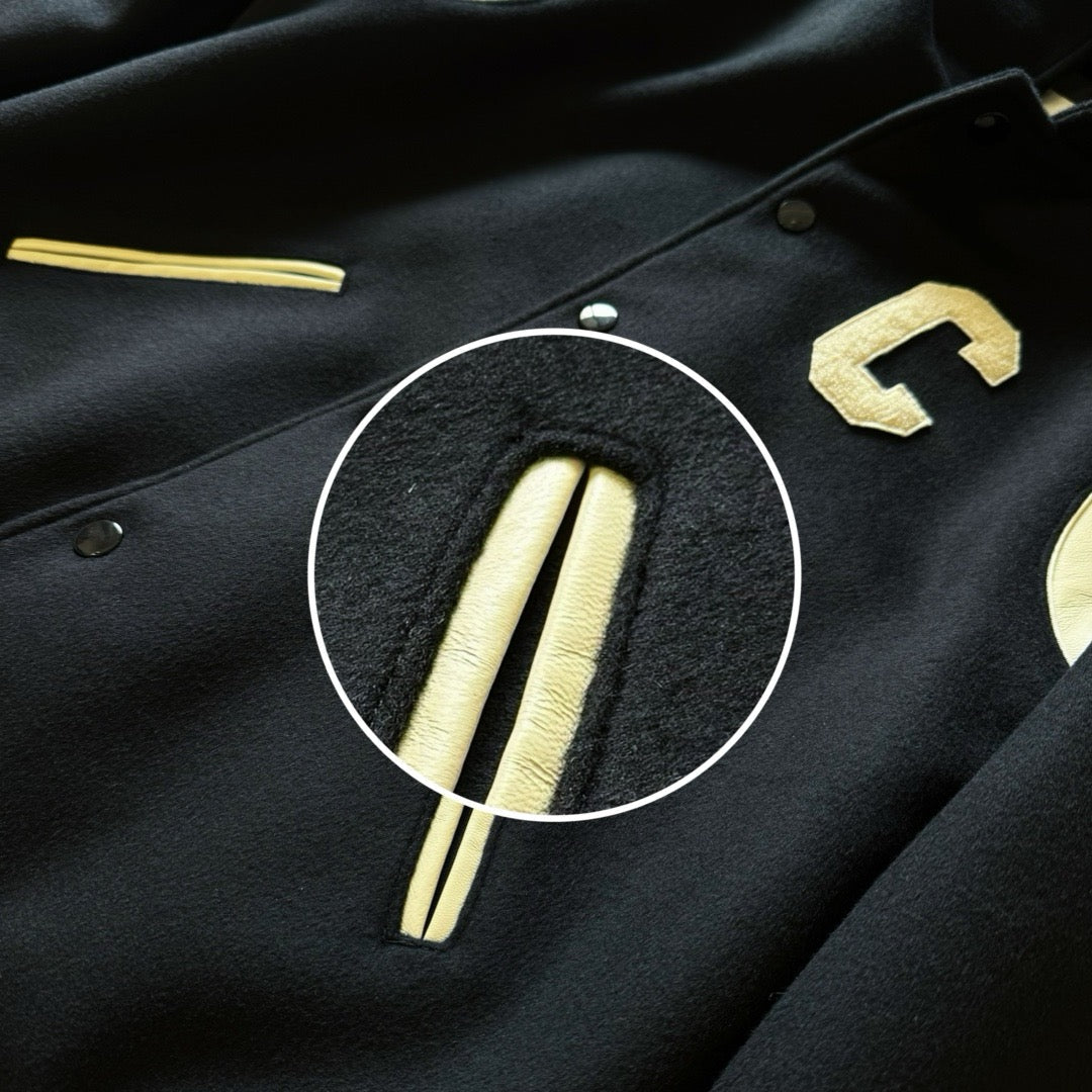 Black Wool Shoulder Panel Varsity - Men's