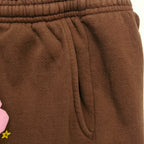 Brown Cotton Graphic Joggers - Men's