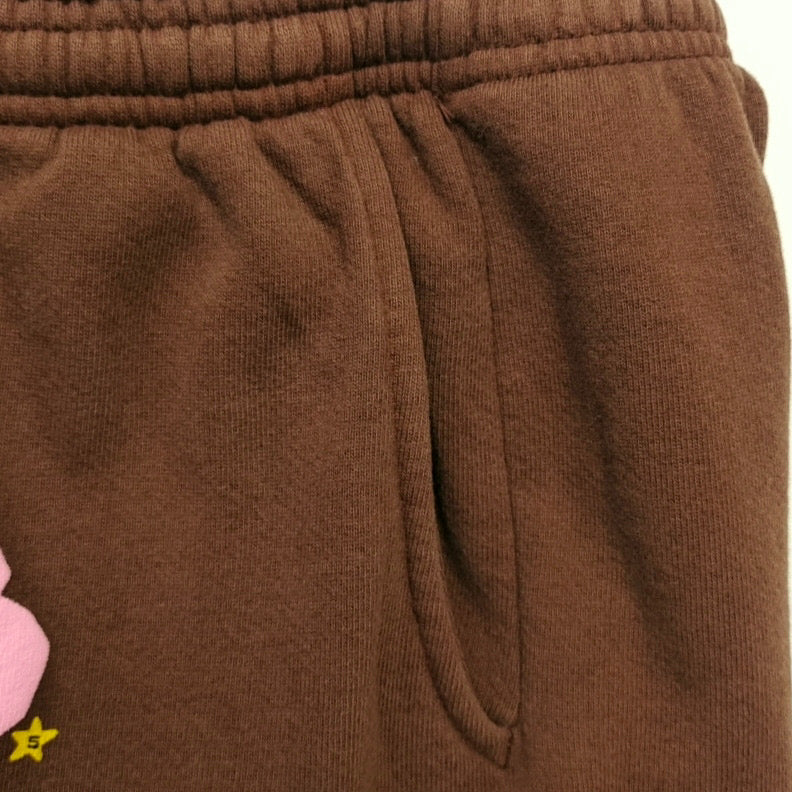 Brown Cotton Graphic Joggers - Men's