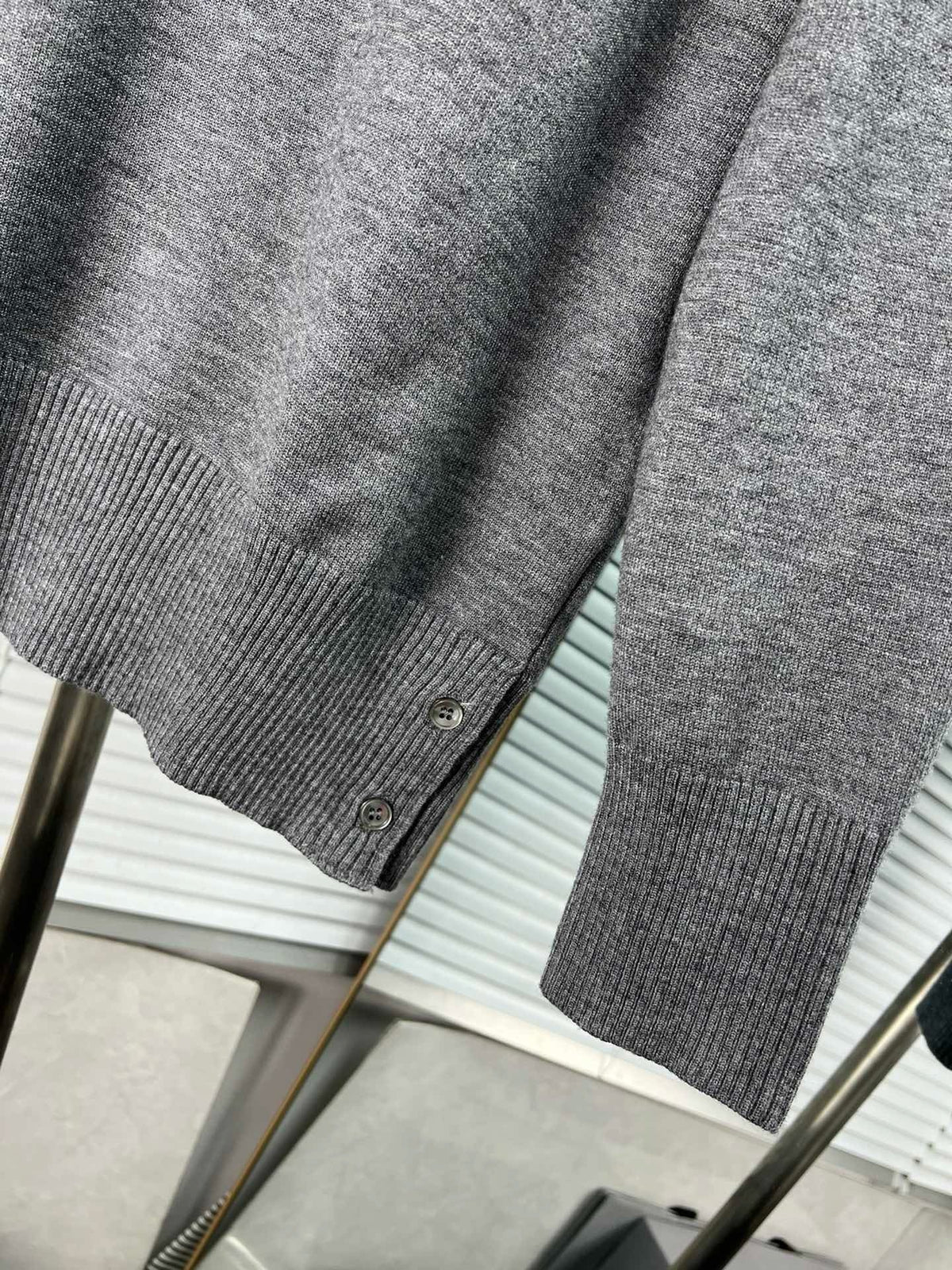 4-Bar Crewneck Cream Sweater - Men's