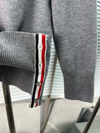 4-Bar Crewneck Cream Sweater - Men's