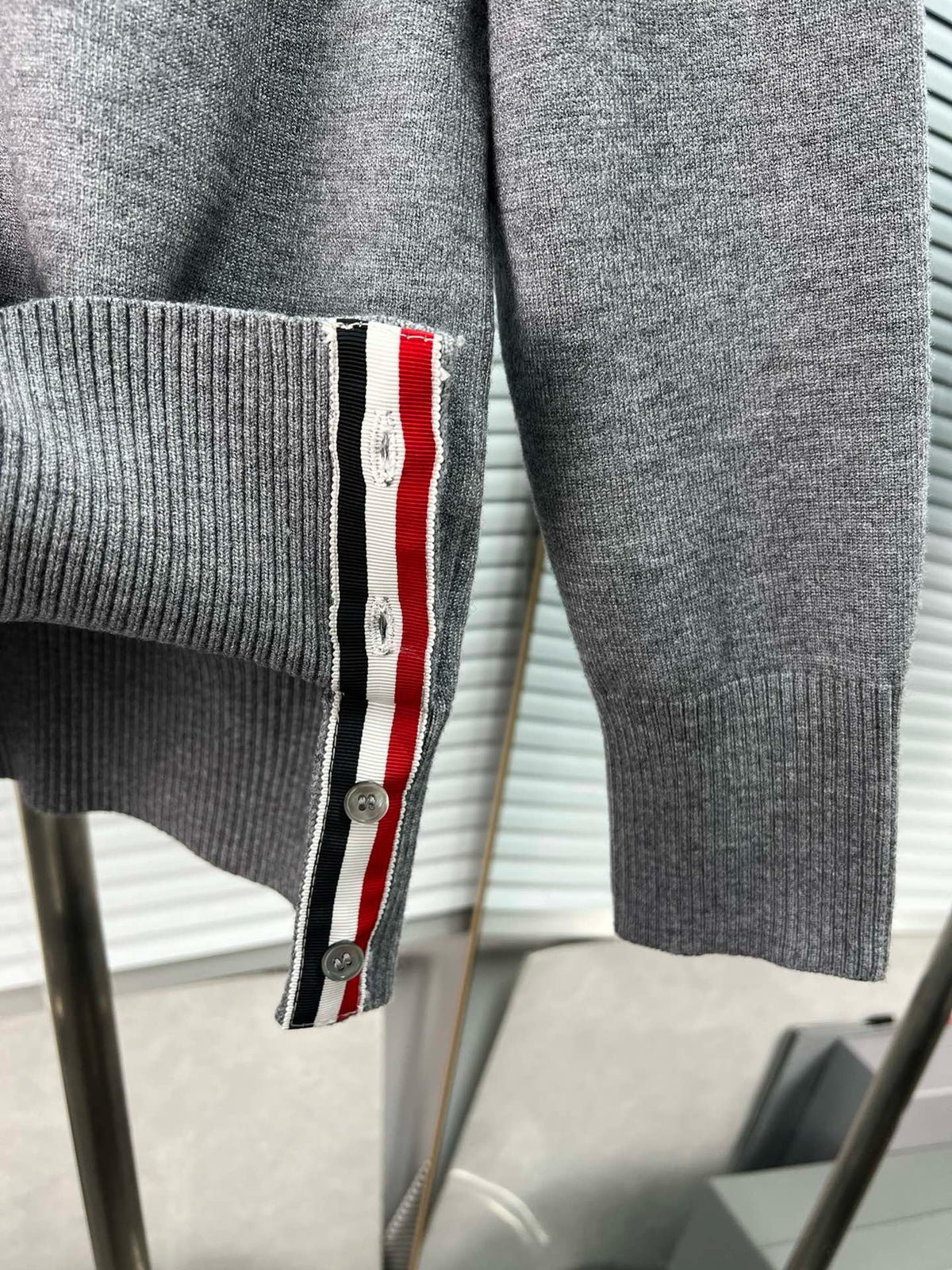 4-Bar Crewneck Cream Sweater - Men's