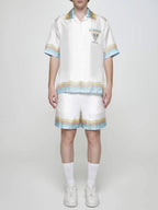Embroidered Crest Silk Shirt - Men's