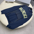 Navy Cotton Text Logo Pullover - Men's