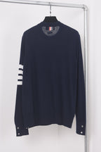 Grey Wool Four-Bar Crewneck - Men's