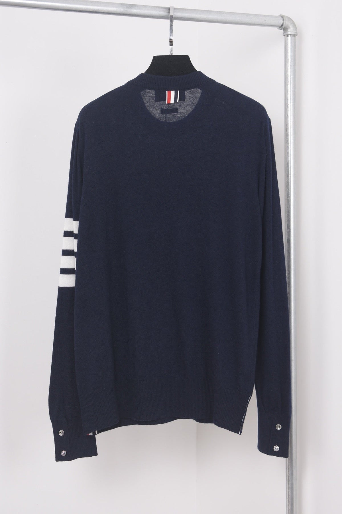 Grey Wool Four-Bar Crewneck - Men's