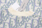 Blue Jacquard Monogram Crewneck - Men's
