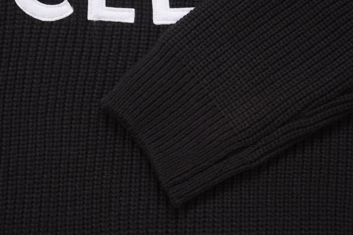 Black Cotton Bold Text Long-Sleeve - Men's