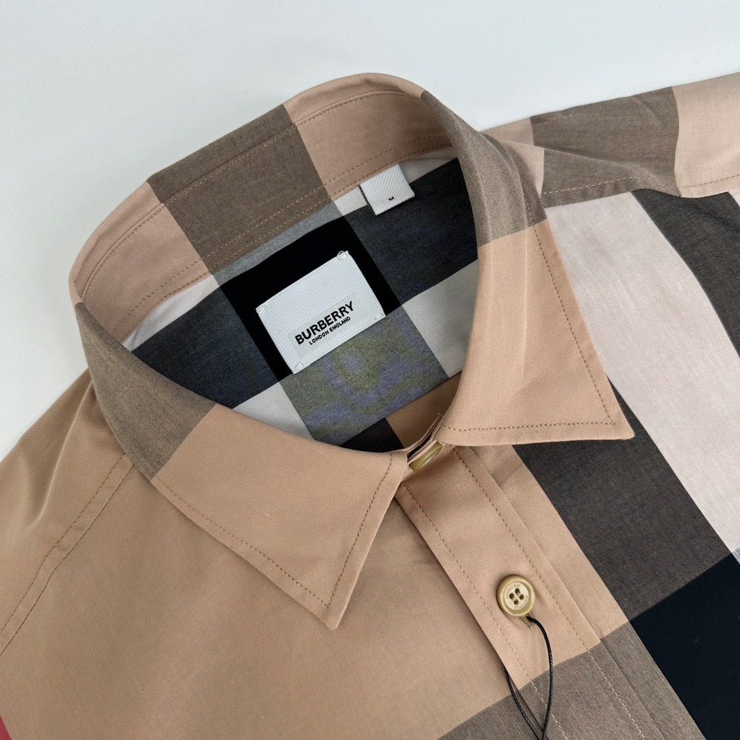 Beige Cotton Exploded Check Long-Sleeve - Men's