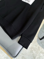 Black Cotton Plain Crewneck - Men's