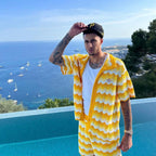 Yellow Knit Chevron Short-Sleeve - Men's