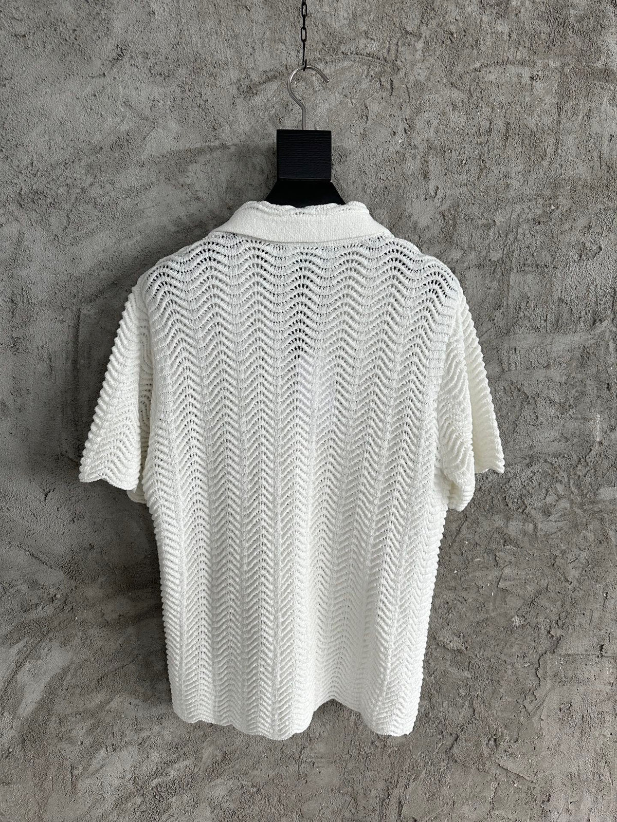 White Knit Pointelle Short-Sleeve - Men's